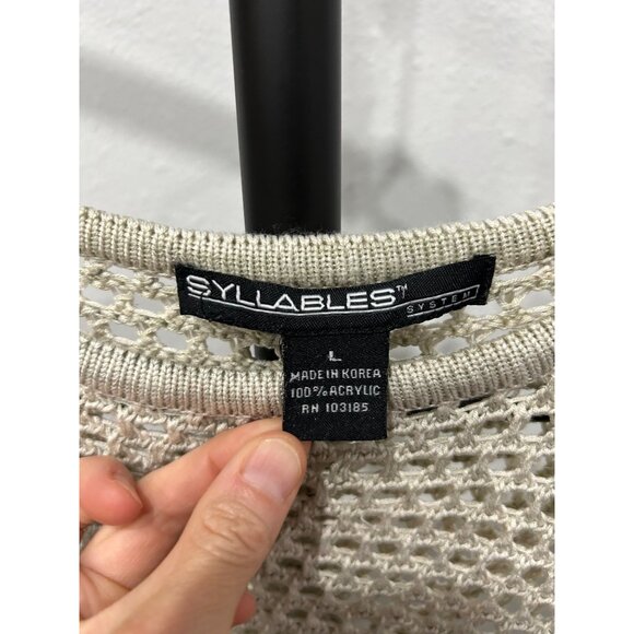Syllables Mesh Knit Beige Short Sleeve Sweater By Syllables System Size L - Picture 6 of 9